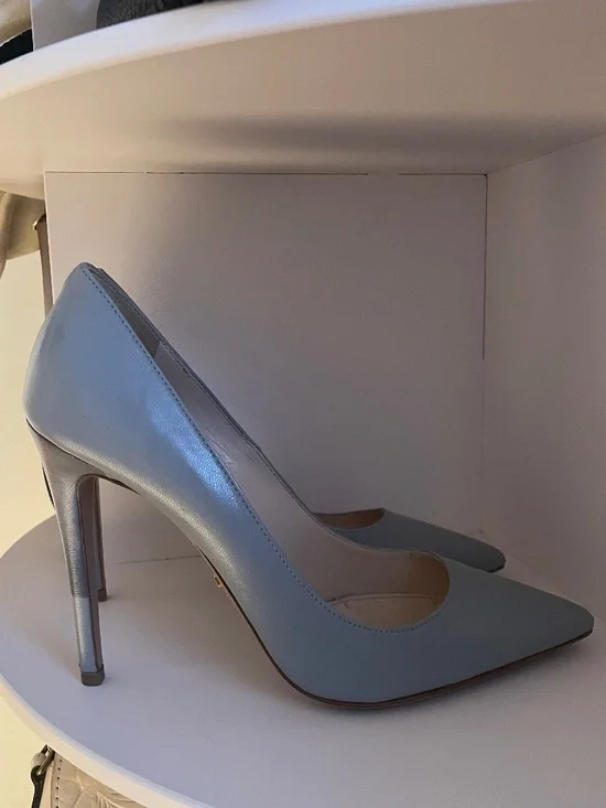 Prada Blue Leather Pointed Toe Heel - Picture 4 of 7